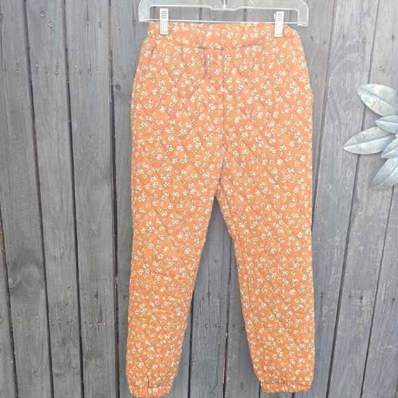 Zara Floral Orange Jogger Pants - Picture 1 of 5